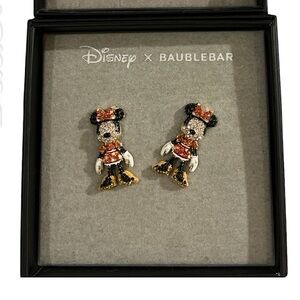 1 Pair Disney x BaubleBar Sparkle Bling Gemstone Minnie Mouse NWT Earrings